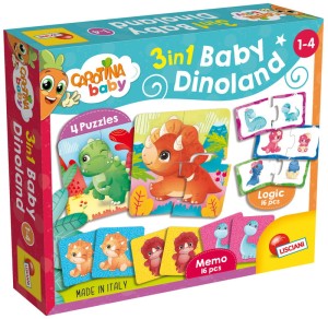 Gra, układanka i puzzle 3w1 Carotina Baby Dinoland, Lisciani
