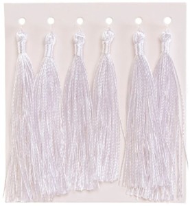 Frędzelki chwosty ozdobne białe 8 cm 6 sztuk, Brewis
