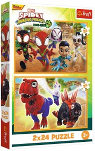 Puzzle 2x24-el. Spidey i dinozaury / Spidey i jego niesamowici przyjaciele Marvel, Trefl