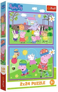Puzzle 2x24-el. Peppa na placu zabaw / Peppa Pig, Trefl