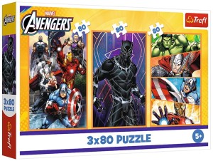 Puzzle 3x80-el. Dni pełne akcji / Disney Marvel Avengers, Trefl