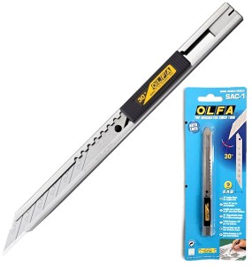 Nóż segmentowy 9 mm do ostrzy 30 st. korpus stalowy SAC-1, OLFA