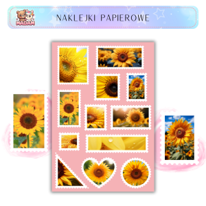 Naklejki Znaczki Pocztowe Słoneczniki Bullet Journal Scrapbooking - MaDam Creative