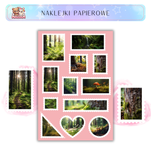 Naklejki Znaczki Pocztowe Leśne Klimaty Forest Bullet Journal - MaDam Creative