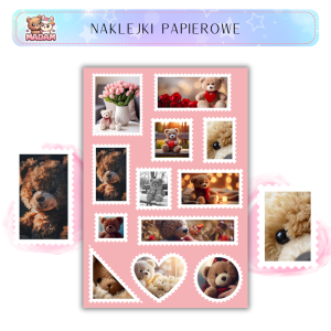 Naklejki Znaczki Pocztowe Pluszowe Misie Teddy Bears Scrapbooking - MaDam Creative