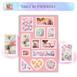 Naklejki Znaczki Pocztowe Marshmallows Pianki Scrapbooking - MaDam Creative