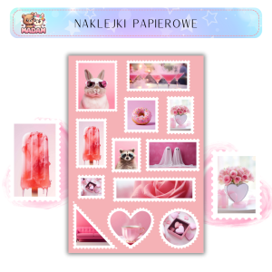 Naklejki Znaczki Pocztowe Pastelowy Róż Pink Scrapbooking - MaDam Creative