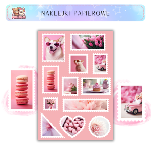 Naklejki Znaczki Pocztowe Pastelowy Róż Pink 2 Scrapbooking - MaDam Creative