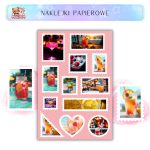 Naklejki Znaczki Pocztowe Kolorowe Drinki Drinks Scrapbooking - MaDam Creative
