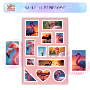 Naklejki Znaczki Pocztowe Flamingi Flamingos Bullet Journal - MaDam Creative