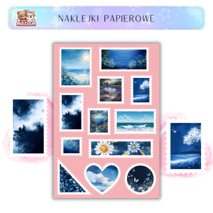 Naklejki Znaczki Pocztowe Wiosna Vintage Denim (Vintage Denim Spring) Bullet Journal Scrapbooking - MaDam Creative