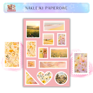 Naklejki Znaczki Pocztowe Żółta Wiosna (Yellow Spring) Bullet Journal Scrapbooking - MaDam Creative