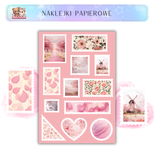 Naklejki Znaczki Pocztowe Różowa Wiosna (Sweet Blush Pink Spring) Bullet Journal Scrapbooking - MaDam Creative