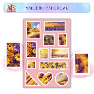 Naklejki Znaczki Pocztowe Lawenda z Prowansji (Countryside Lavender) Bullet Journal Scrapbooking - MaDam Creative