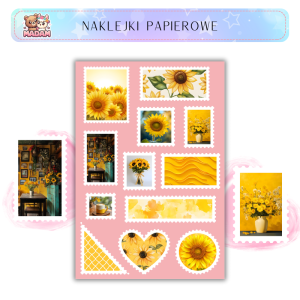 Naklejki Znaczki Pocztowe Słoneczniki (Sunflower) Bullet Journal Scrapbooking - MaDam Creative