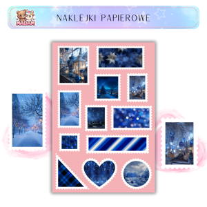Naklejki Znaczki Pocztowe Królewski Niebieski Święta (Blue Royalty Christmas) Bullet Journal Scrapbooking - MaDam Creative