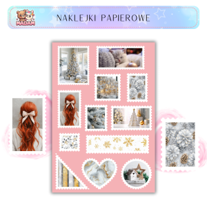 Naklejki Znaczki Pocztowe Przytulne Białe Święta (Cozy White Christmas) Bullet Journal Scrapbooking - MaDam Creative