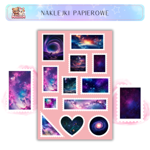 Naklejki Znaczki Pocztowe Galaktyka Kosmos (Galaxy) Bullet Journal Scrapbooking - MaDam Creative