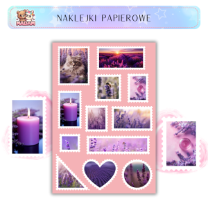 Naklejki Znaczki Pocztowe Lawenda (Lavender) Bullet Journal Scrapbooking - MaDam Creative