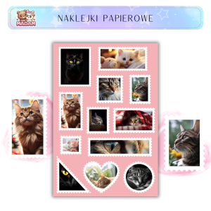 Naklejki Znaczki Pocztowe Koty (Cats) Bullet Journal Scrapbooking - MaDam Creative