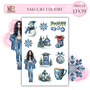 Naklejki Foliowe 13x19 Jeansowa Zima - Denim i chłodny klimat MaDam Creative