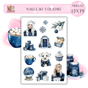 Naklejki Foliowe 13x19 Śnieżynkowa Zima - Płatki śniegu i chłodny klimat MaDam Creative