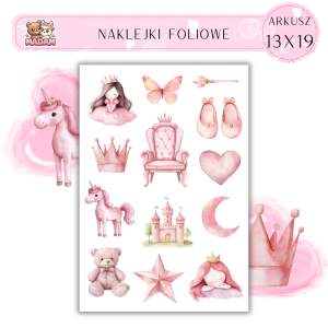 Naklejki Foliowe 13x19 Różowa Księżniczka - Pokój dziecięcy i pastelowy klimat MaDam Creative