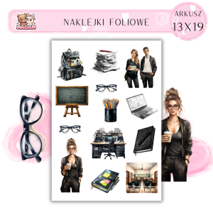 Naklejki Foliowe 13x19 Dzień Nauczyciela Monochrom - Klasyczny styl MaDam Creative