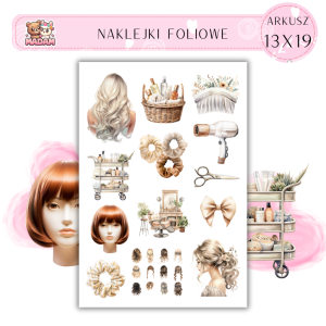 Naklejki Foliowe 13x19 Fryzjer - Nożyczki i styl włosów MaDam Creative