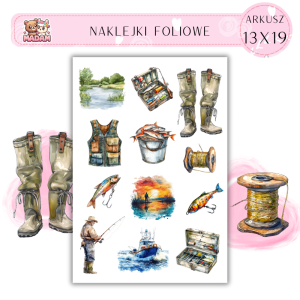 Naklejki Foliowe 13x19 Rybak - Wędka i jezioro MaDam Creative