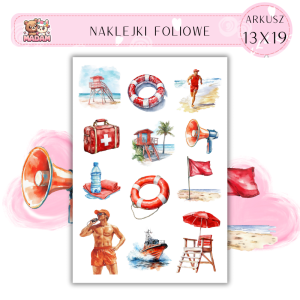 Naklejki Foliowe 13x19 Ratownik - Plaża i bezpieczeństwo MaDam Creative