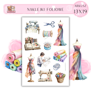 Naklejki Foliowe 13x19 Krawiec - Igła i nici MaDam Creative