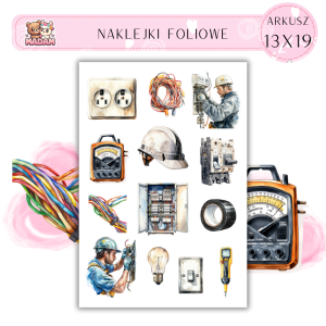 Naklejki Foliowe 13x19 Elektryk - Kabel i światło MaDam Creative