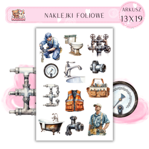 Naklejki Foliowe 13x19 Hydraulik - Rury i naprawy MaDam Creative