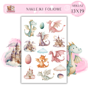Naklejki Foliowe 13x19 Urocze Smoki - Bajkowe stworzenia MaDam Creative