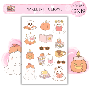 Naklejki Foliowe 13x19 Duch Czytelnik - Halloween i książki MaDam Creative