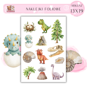 Naklejki Foliowe 13x19 Mały Dinozaur - Urocze prehistoryczne klimaty MaDam Creative