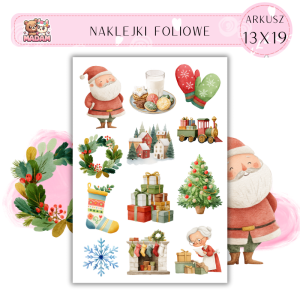 Naklejki Foliowe 13x19 Święty Mikołaj - Tradycyjne Święta MaDam Creative