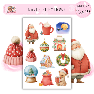 Naklejki Foliowe 13x19 Święty Mikołaj 2 - Prezenty i magia MaDam Creative
