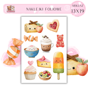 Naklejki Foliowe 13x19 Urocze Słodycze 2 - Kolorowe łakocie MaDam Creative
