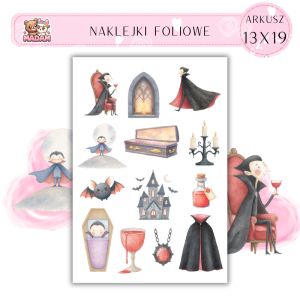 Naklejki Foliowe 13x19 Dracula Halloween - Straszna noc grozy MaDam Creative