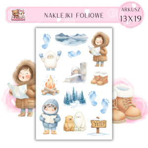 Naklejki Foliowe 13x19 Zimowa Ekspedycja Yeti - Śnieżna przygoda MaDam Creative