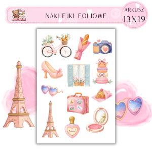 Naklejki Foliowe 13x19 Różowy Paryż - Wieża Eiffla i romantyczny klimat MaDam Creative