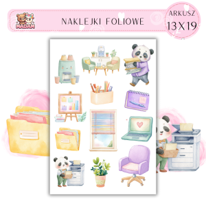 Naklejki Foliowe 13x19 Panda w Biurze - Urocza praca MaDam Creative