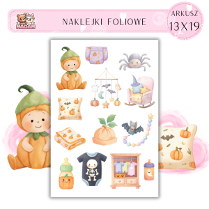 Naklejki Foliowe 13x19 Halloweenowe Dziecko - Dynie i zabawa MaDam Creative