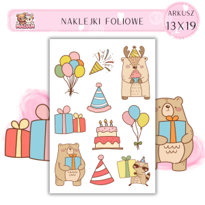 Naklejki Foliowe 13x19 Leśne Urodziny - Zwierzątka i dekoracje MaDam Creative