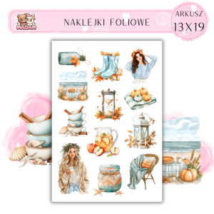 Naklejki Foliowe 13x19 Nadmorska Jesień - Morze i liście MaDam Creative