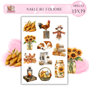 Naklejki Foliowe 13x19 Jesień w Zagrodzie - Dynie i rustykalny klimat MaDam Creative