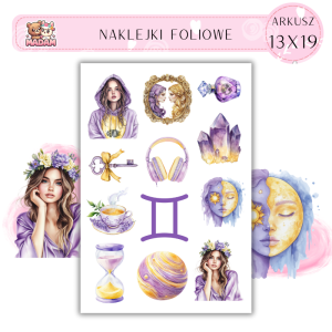 Naklejki Foliowe 13x19 Znak Zodiaku Bliźnięta - Dualność i energia MaDam Creative