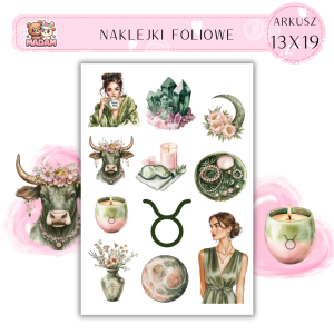 Naklejki Foliowe 13x19 Znak Zodiaku Byk - Stabilność i natura MaDam Creative